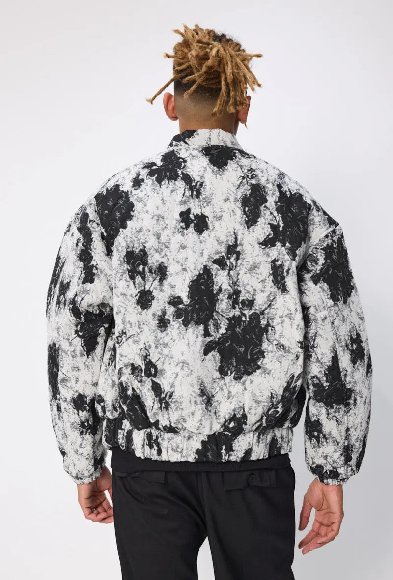 Vestes bomber Homme Blanc Noir Floral bonhomme