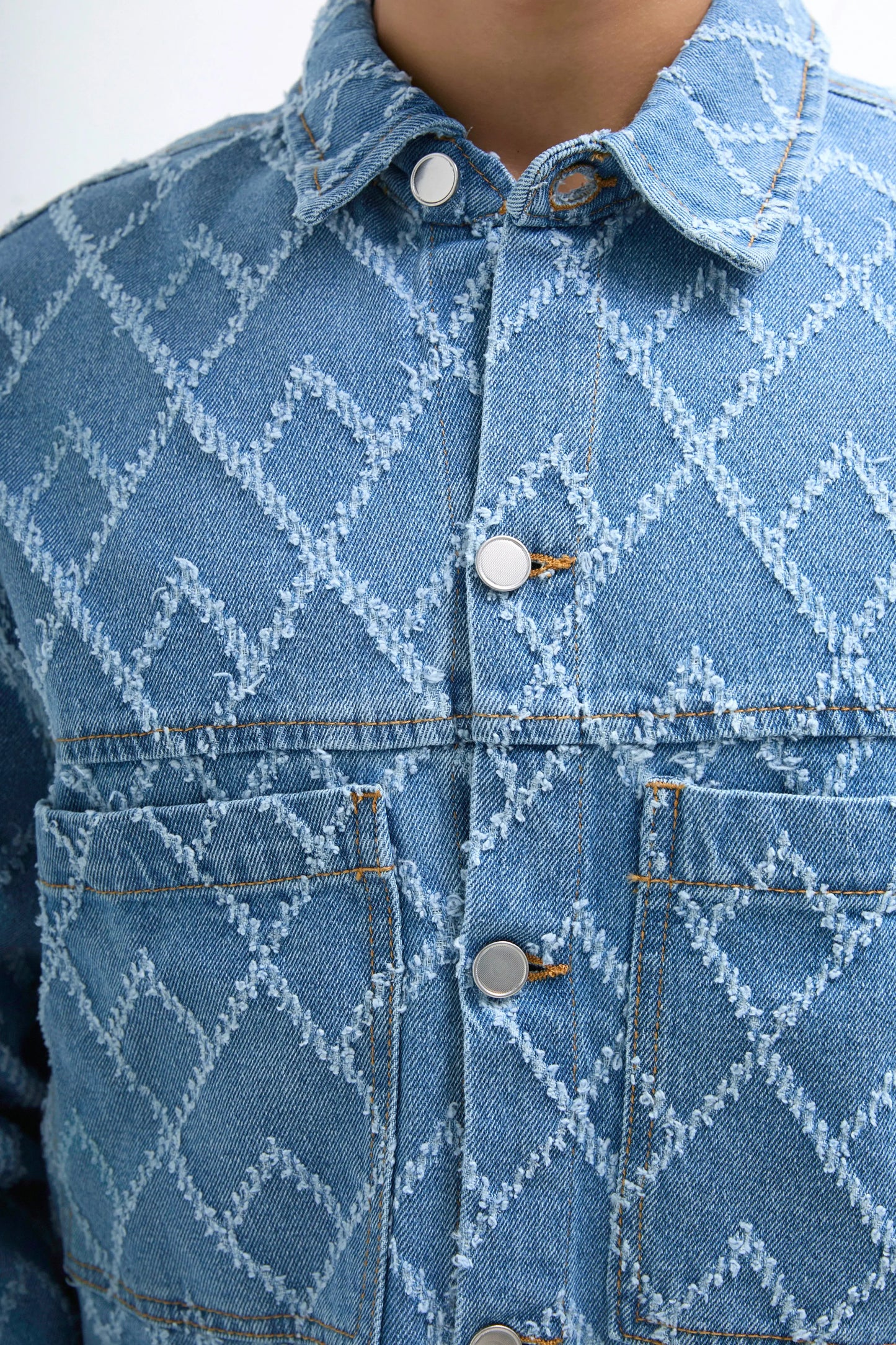 veste en jeans homme logo losange bonhomme