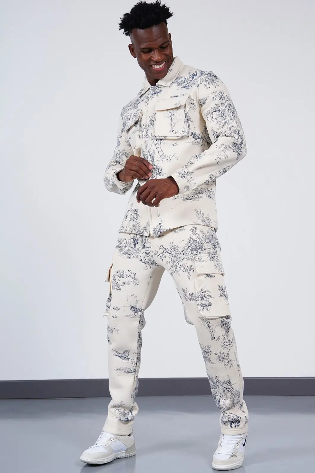 Ensemble jogging toile de jouy beige bonhomme