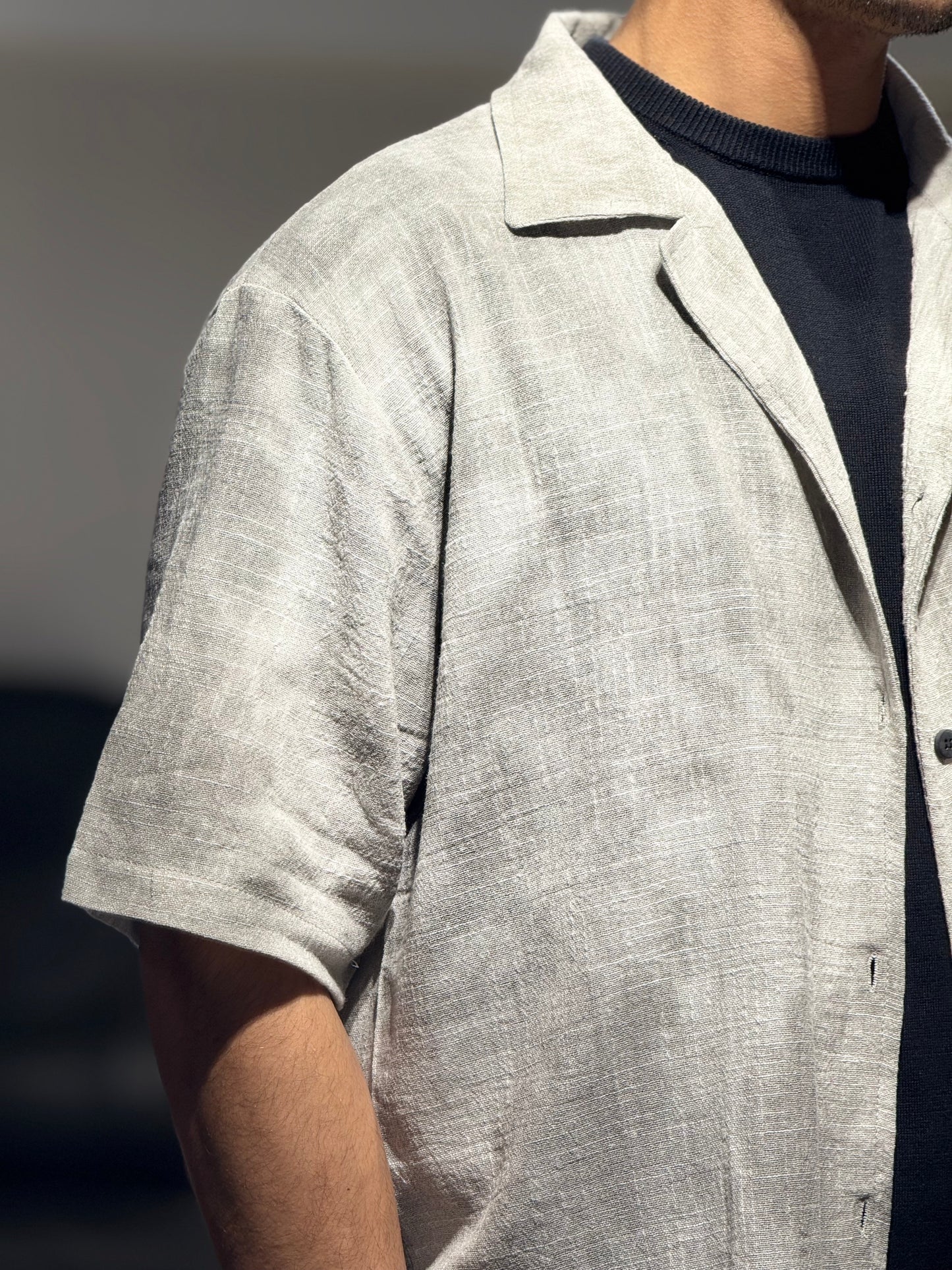 Ensemble Chemise et Short Blanc Delavé Lin
