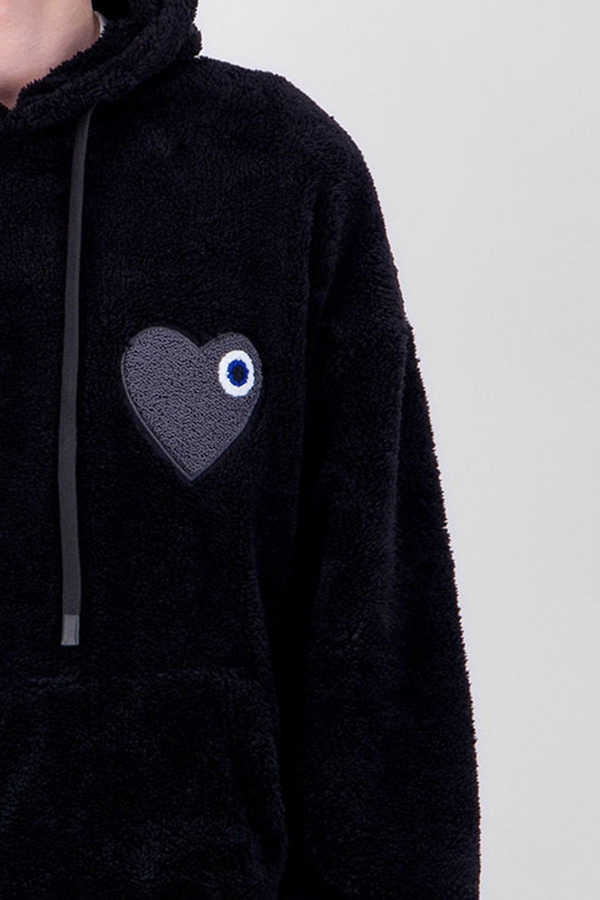 Sweat Moumoute à Capuche Noir Avec Cœur Gris