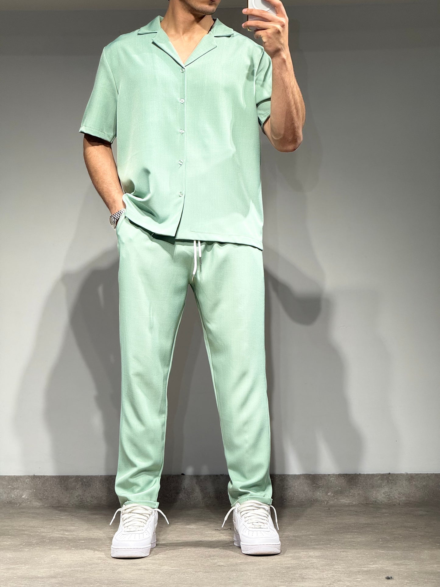 Ensemble Aqua Chemise et Pantalon