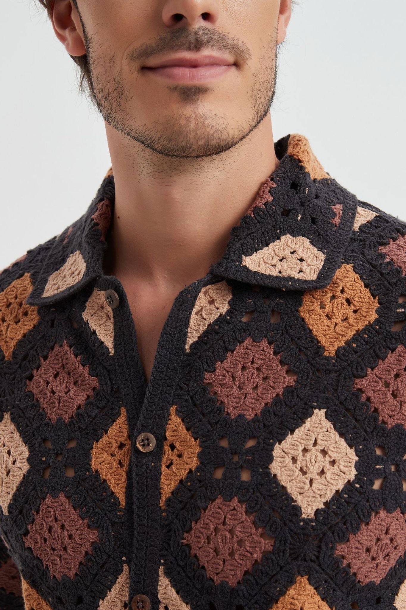 Chemise Crochet Noir Marron