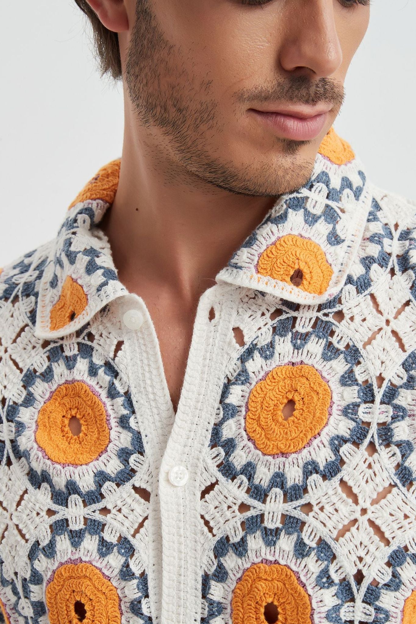 Chemise Crochet Blanc Orange
