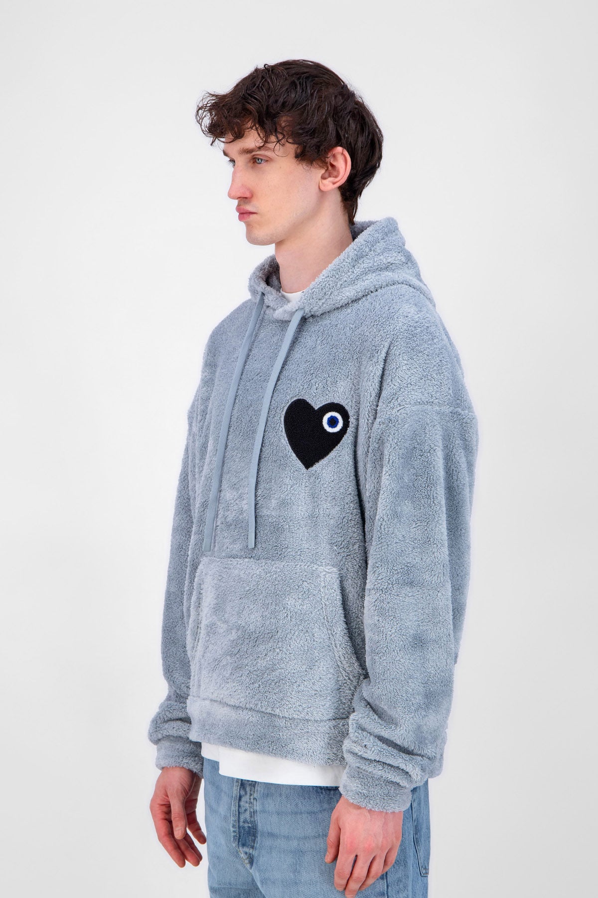Sweat Moumoute à Capuche Gris Avec Cœur Noir