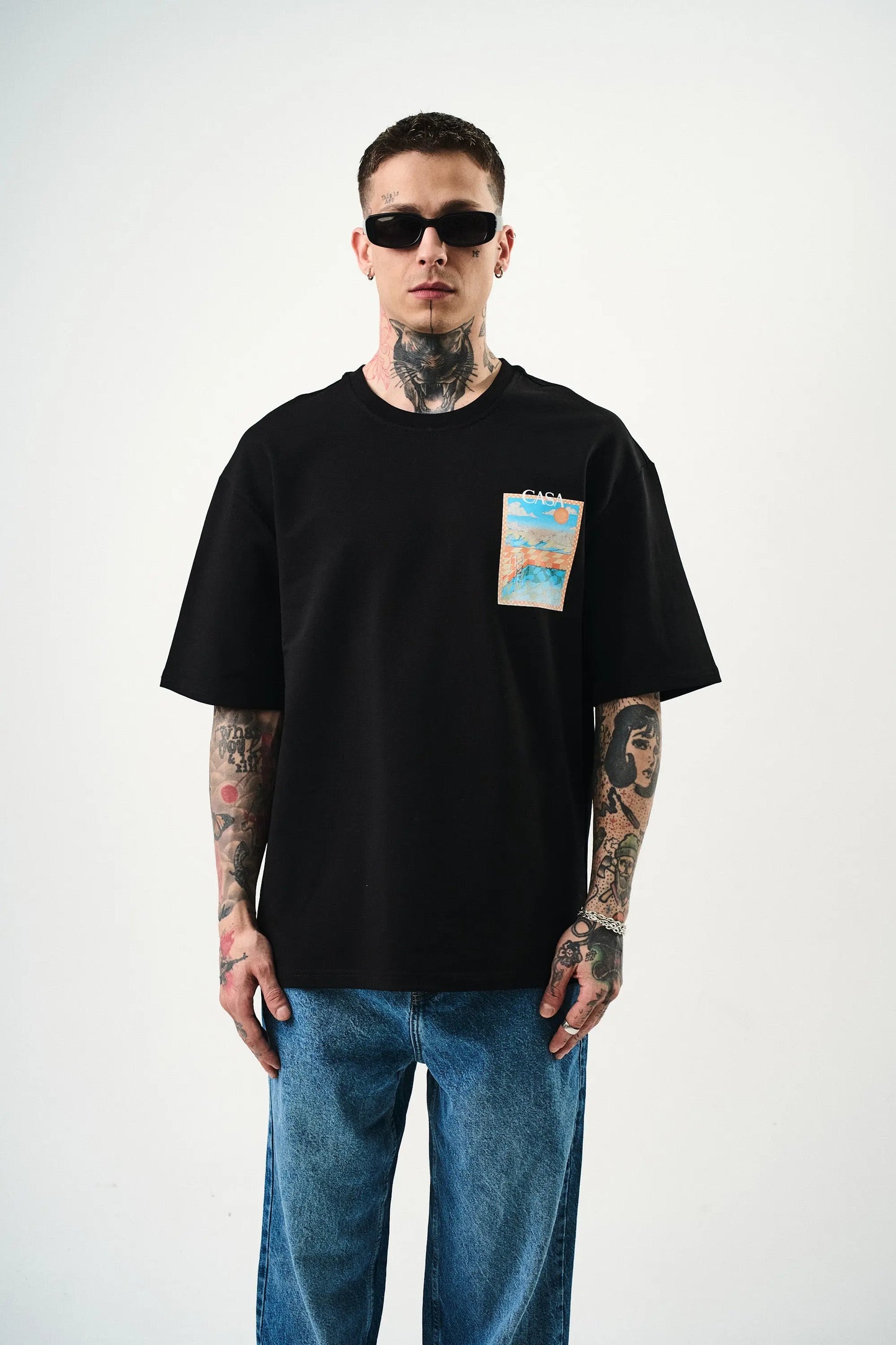 Tee Shirt Casa Piscine Noir bonhomme