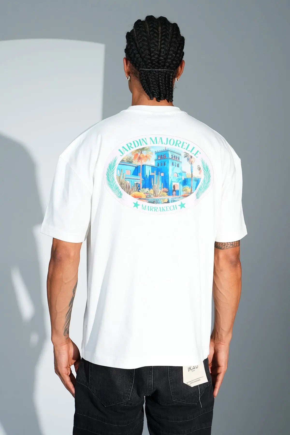 Tee Shirt Jardin Majorelle Marrakech Blanc - bonhomme