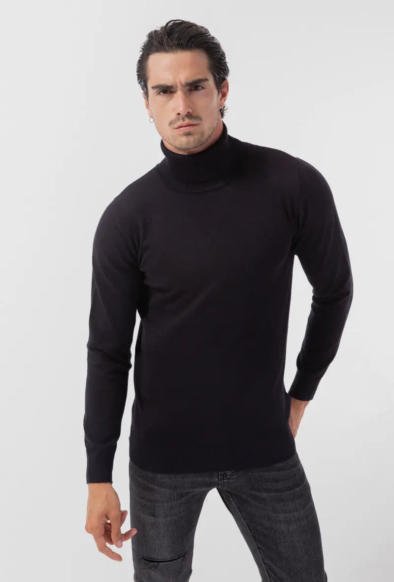 Pull col Roulé Homme Marine bonhomme