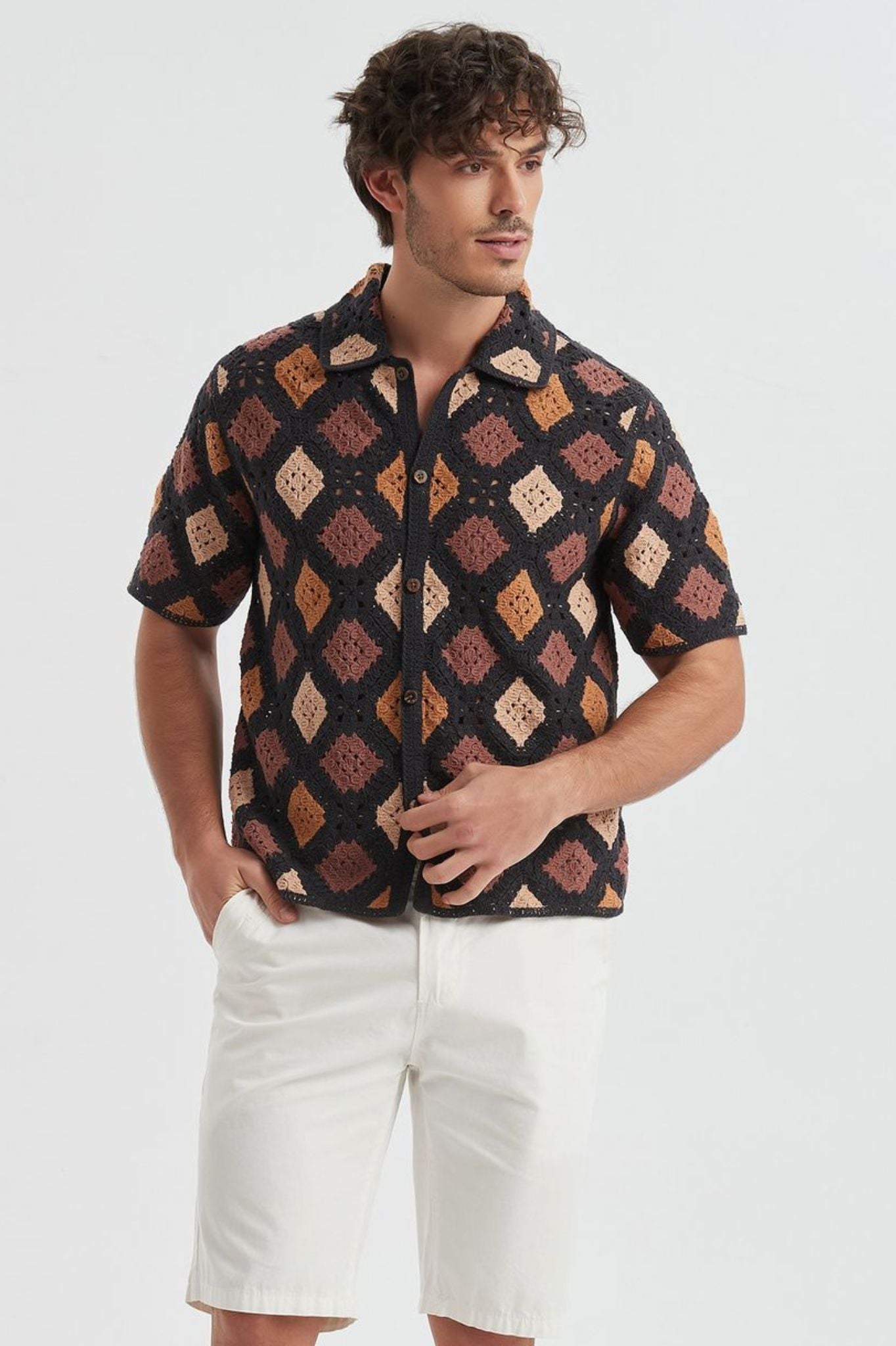 Chemise Crochet Noir Marron