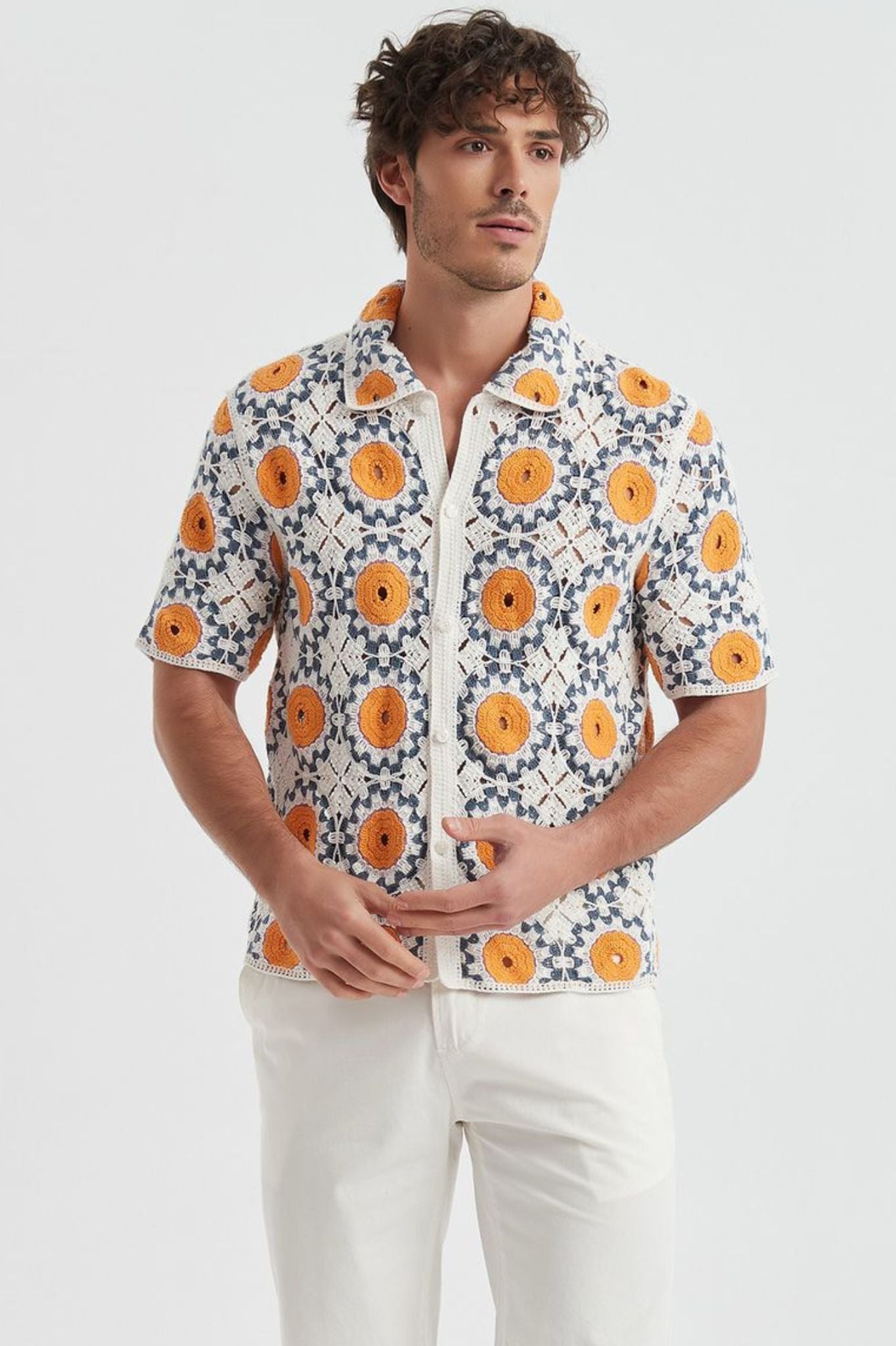 Chemise Crochet Blanc Orange