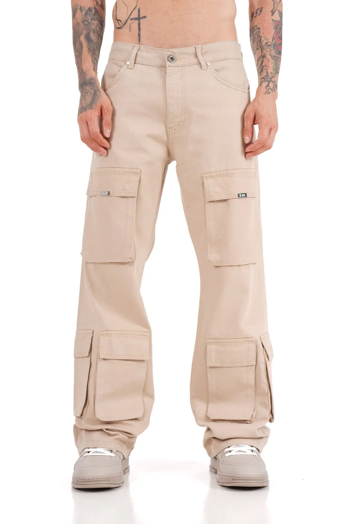Jeans Beige homme Coupe Large Multipoches bonhomme