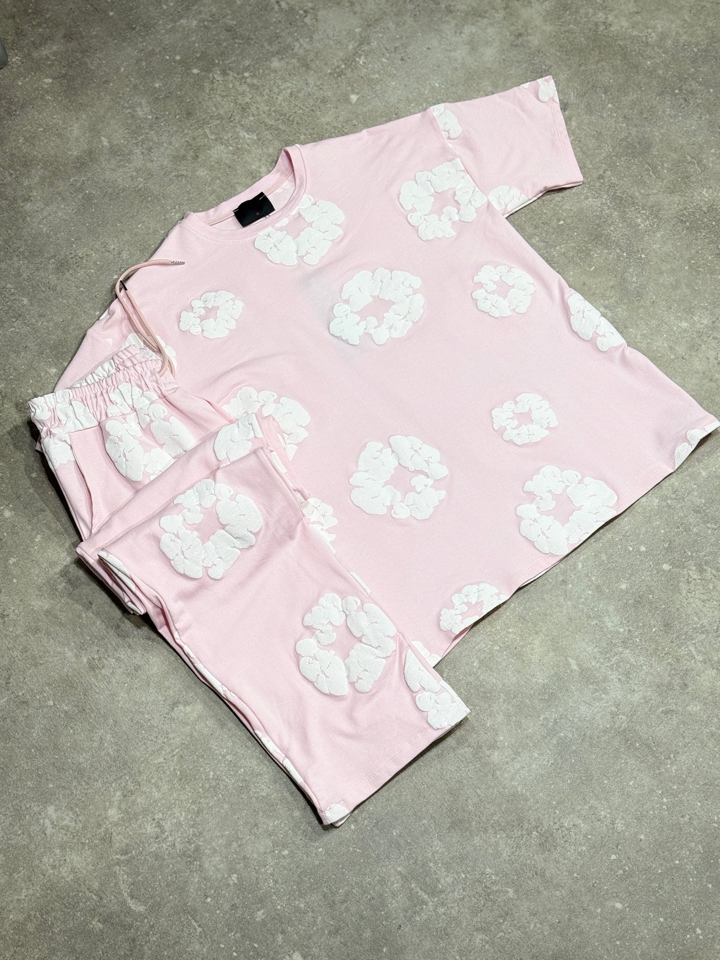 Ensemble Tee-Shirt et Pantalon jogging Fleur Rose