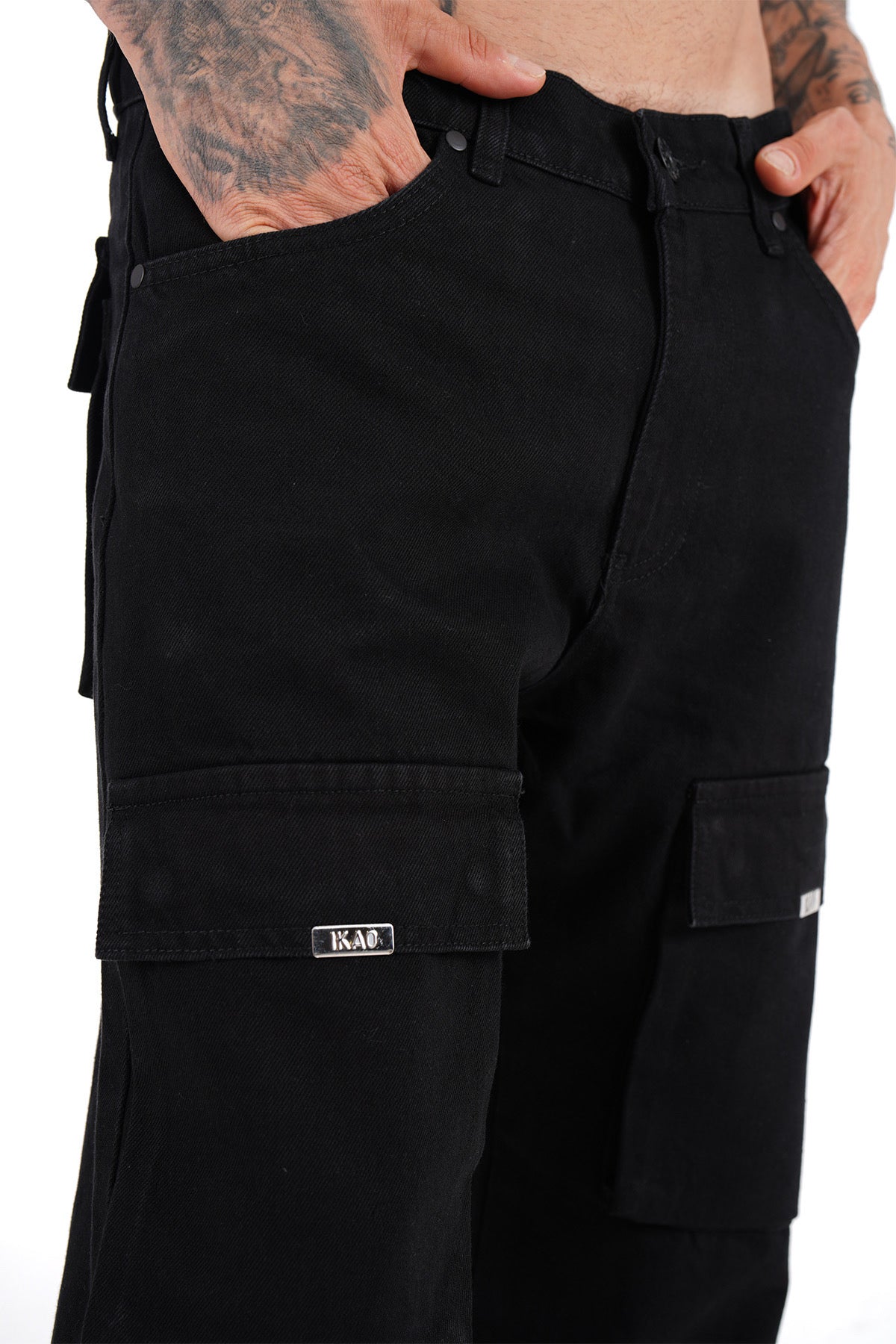 Jeans Noir homme Coupe Large Multipoches