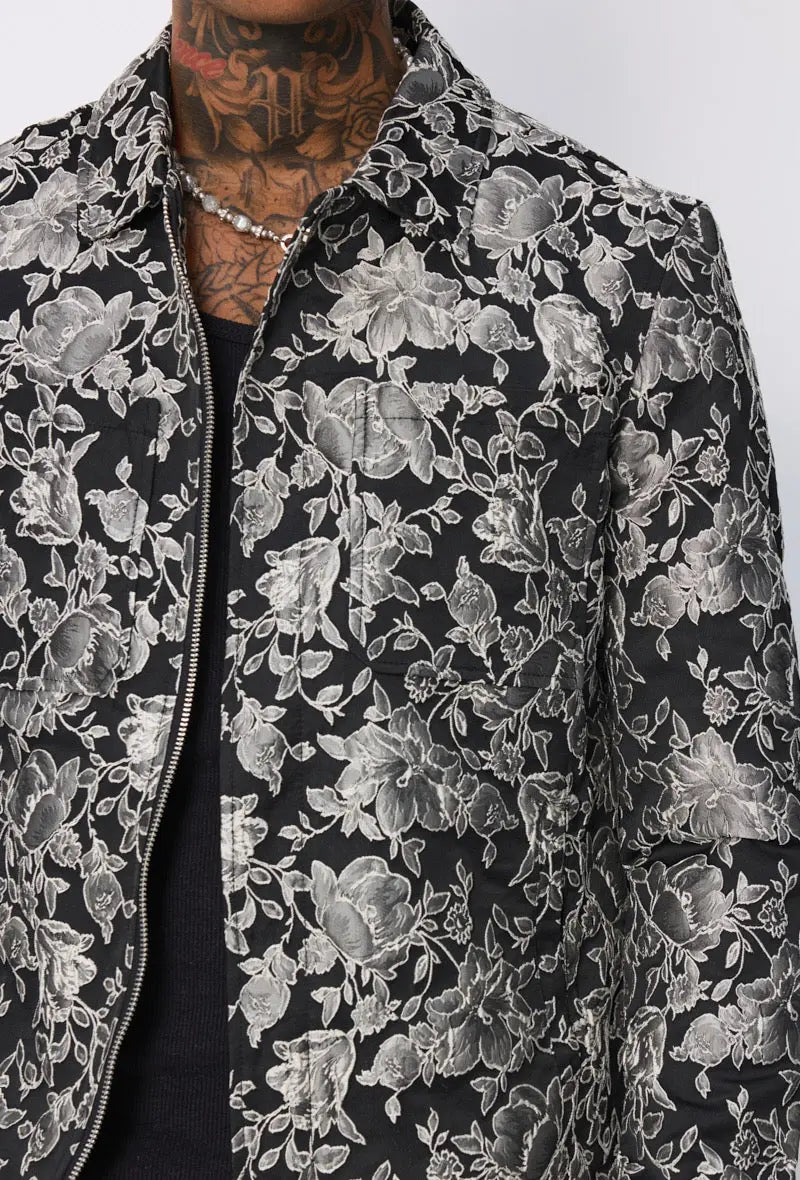 Veste floral noir argenté bonhomme