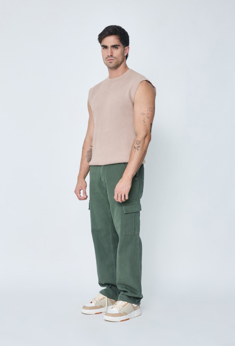 Jeans Cargo Homme Kaki