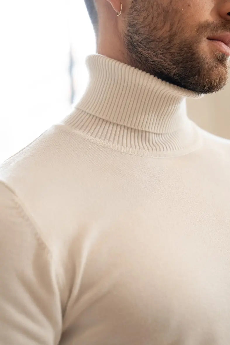 Pull col Roulé Homme Abricot bonhomme