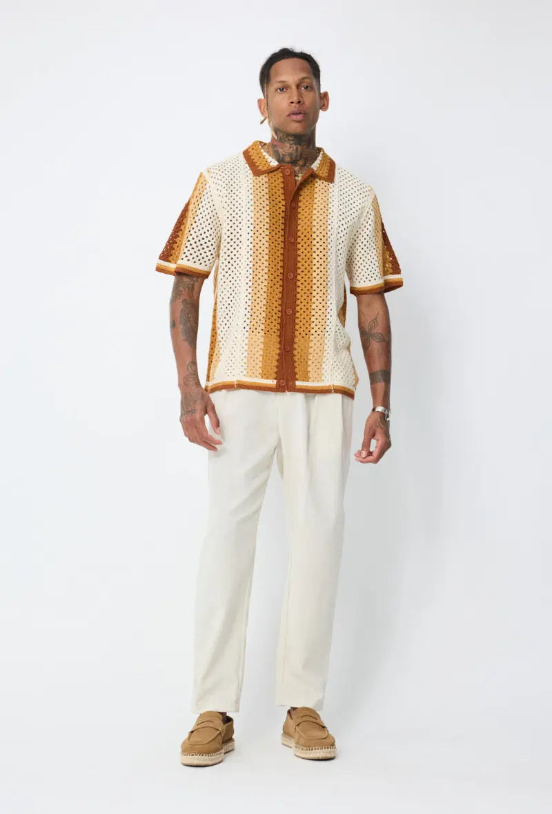 Chemise crochet Beige Camel bonhomme