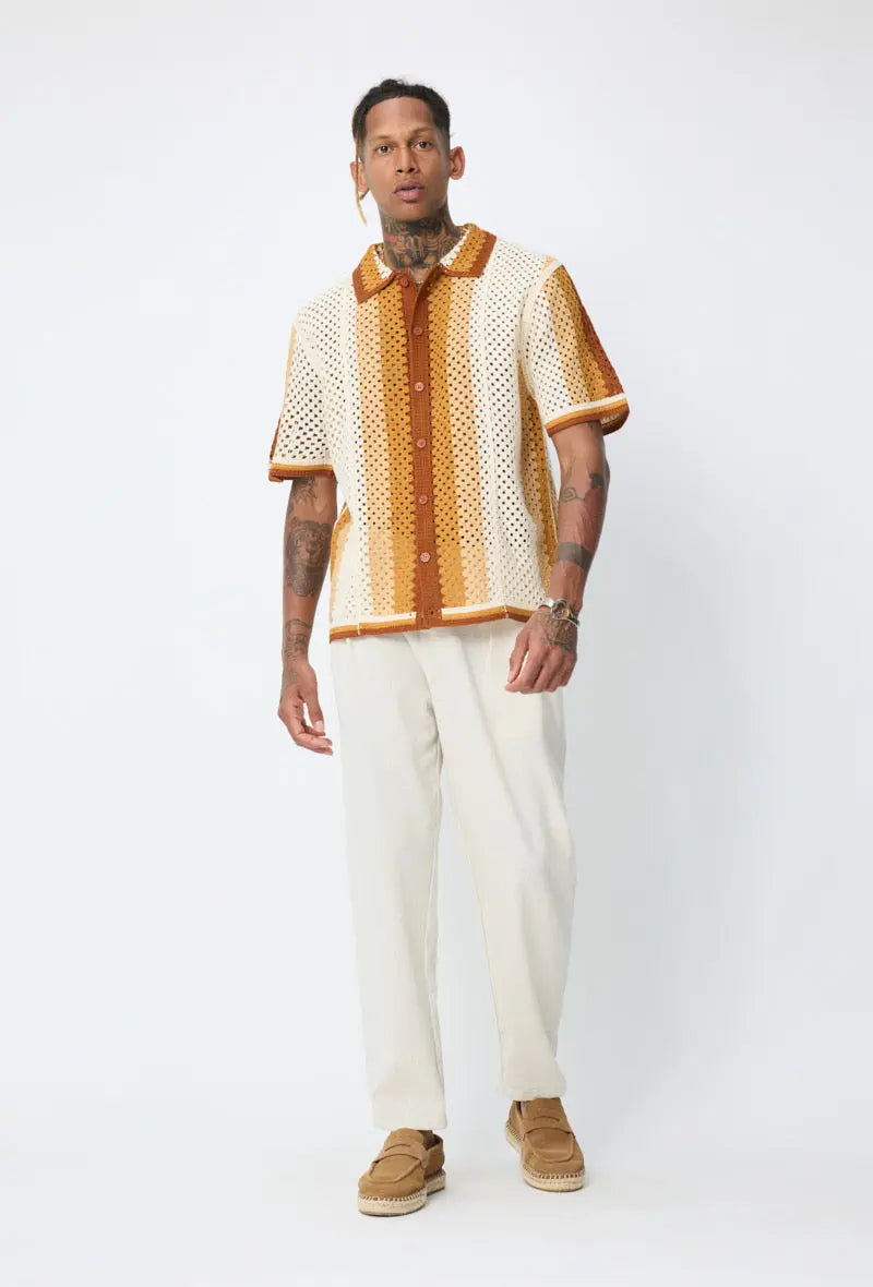 Chemise crochet Beige Camel bonhomme