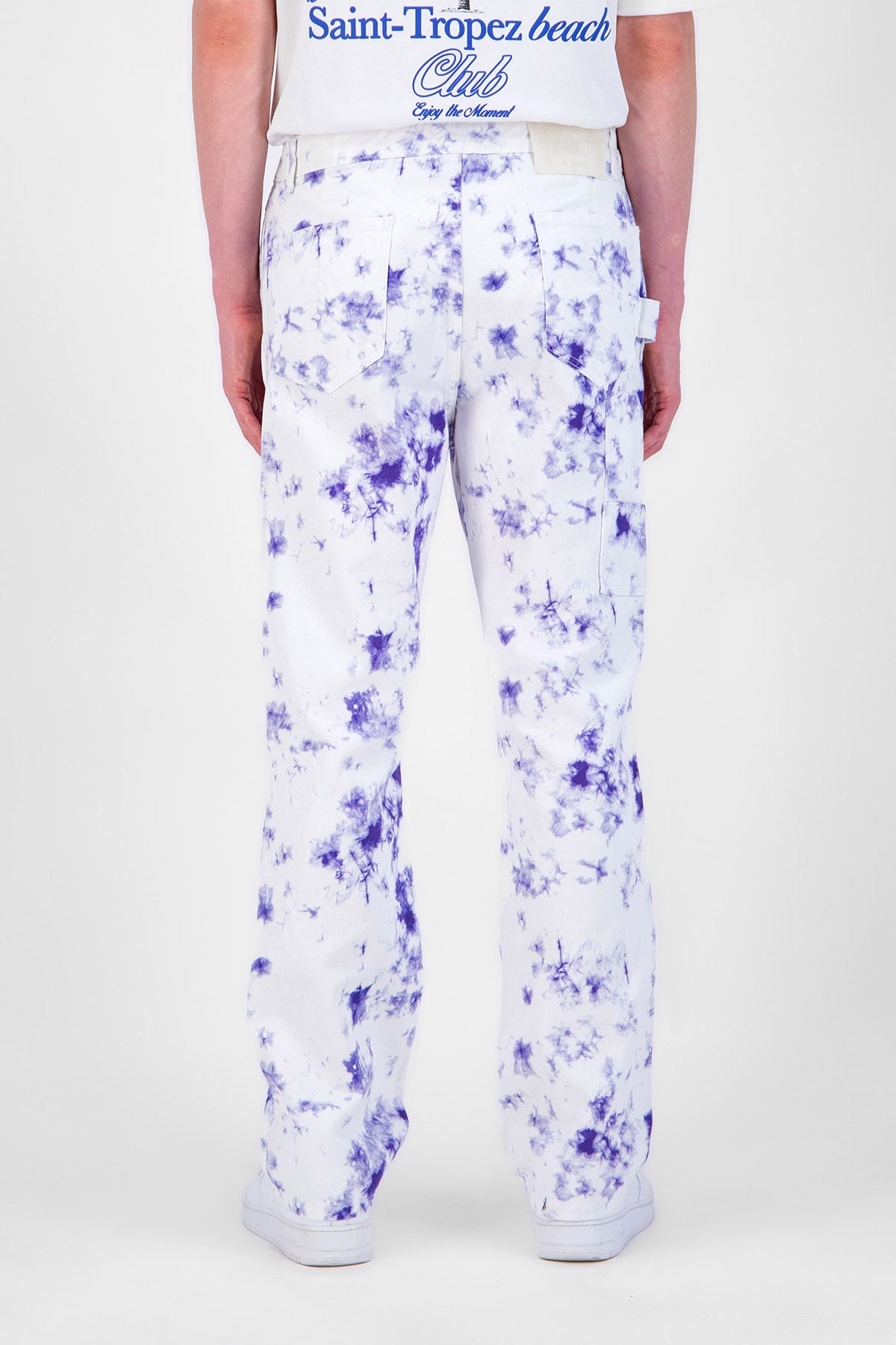 jeans blanc coupe carpenter tye and dye homme