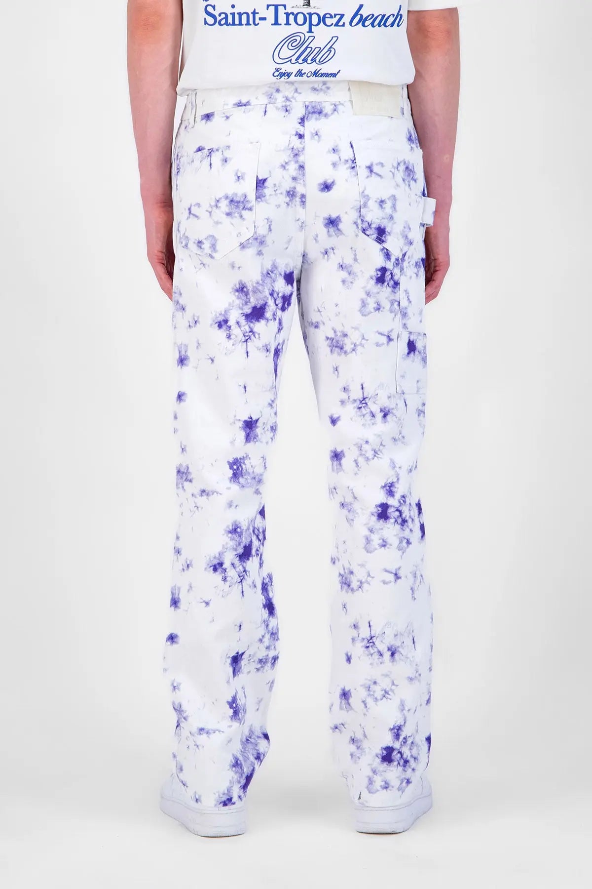 jeans blanc coupe carpenter tye and dye homme bonhomme