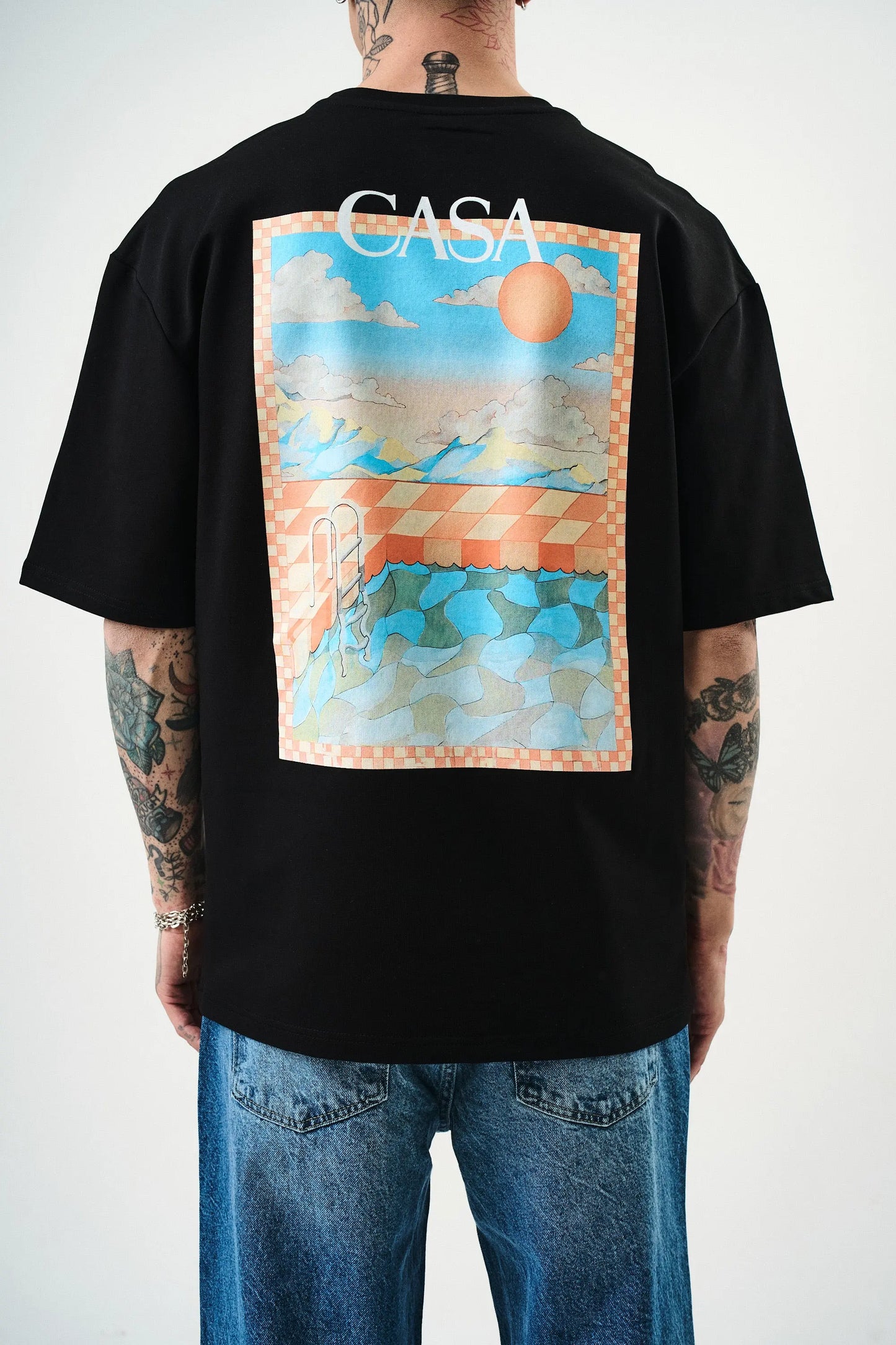 Tee Shirt Casa Piscine Noir bonhomme