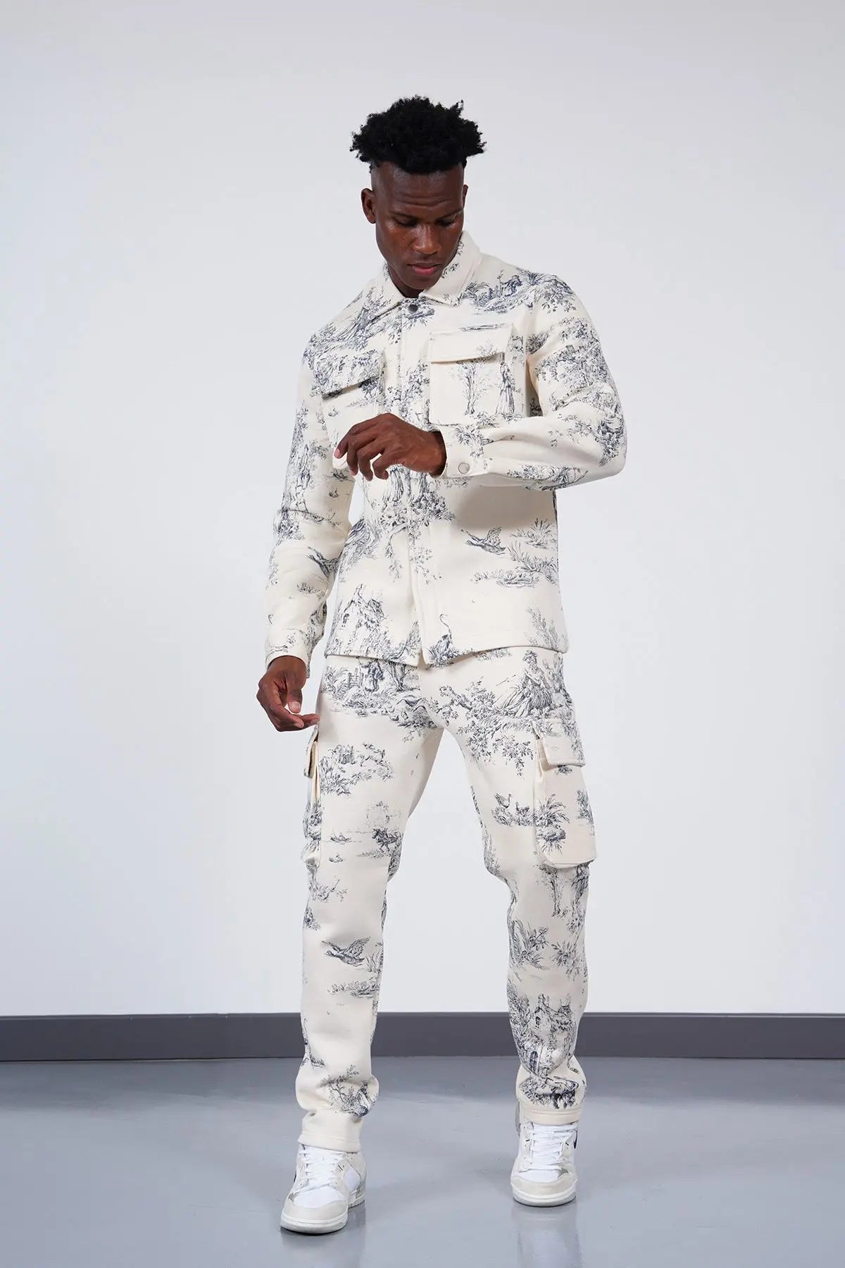 Ensemble jogging toile de jouy beige bonhomme