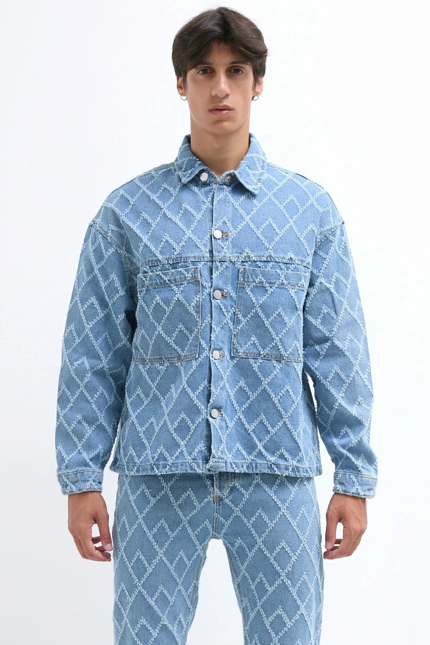 veste en jeans homme logo losange bonhomme