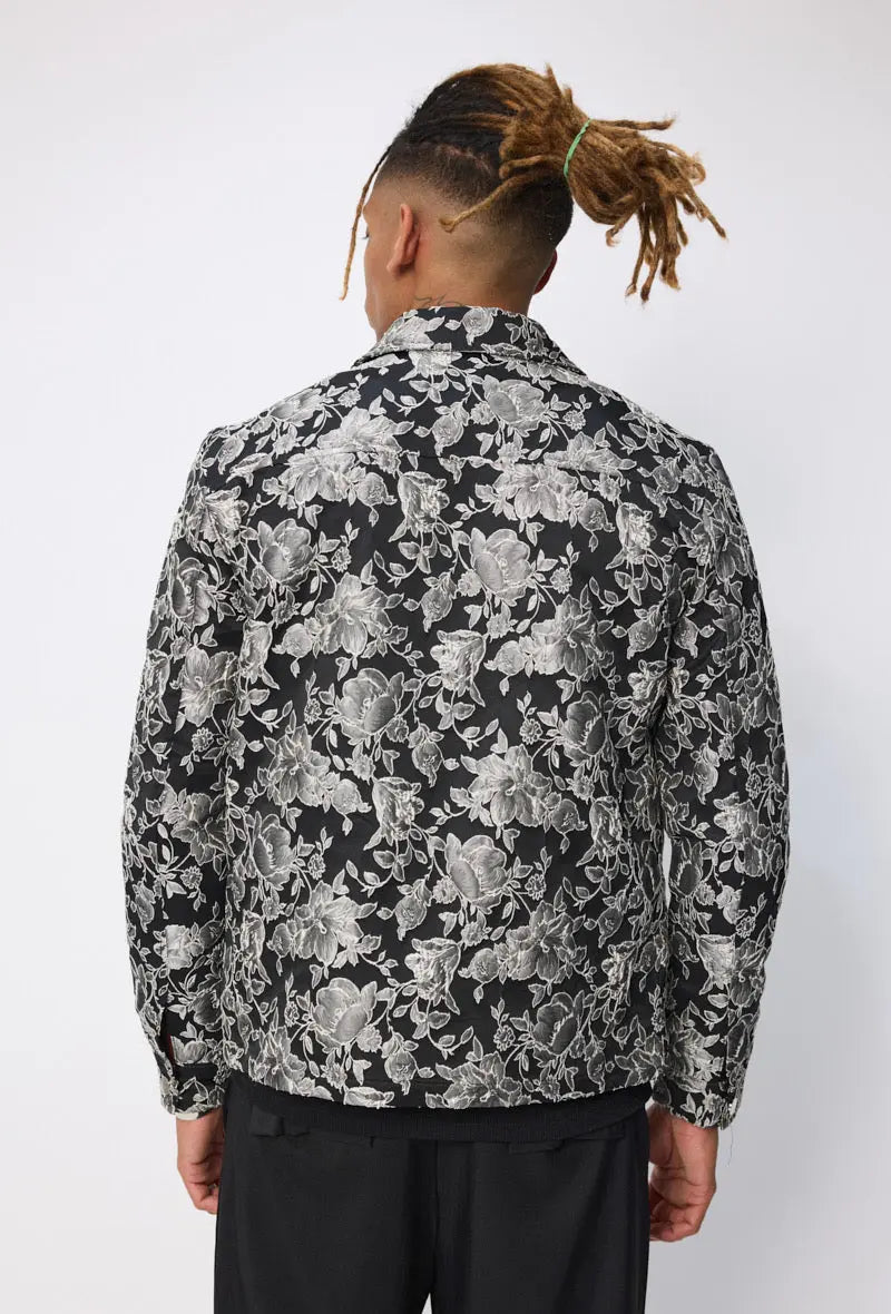 Veste floral noir argenté bonhomme