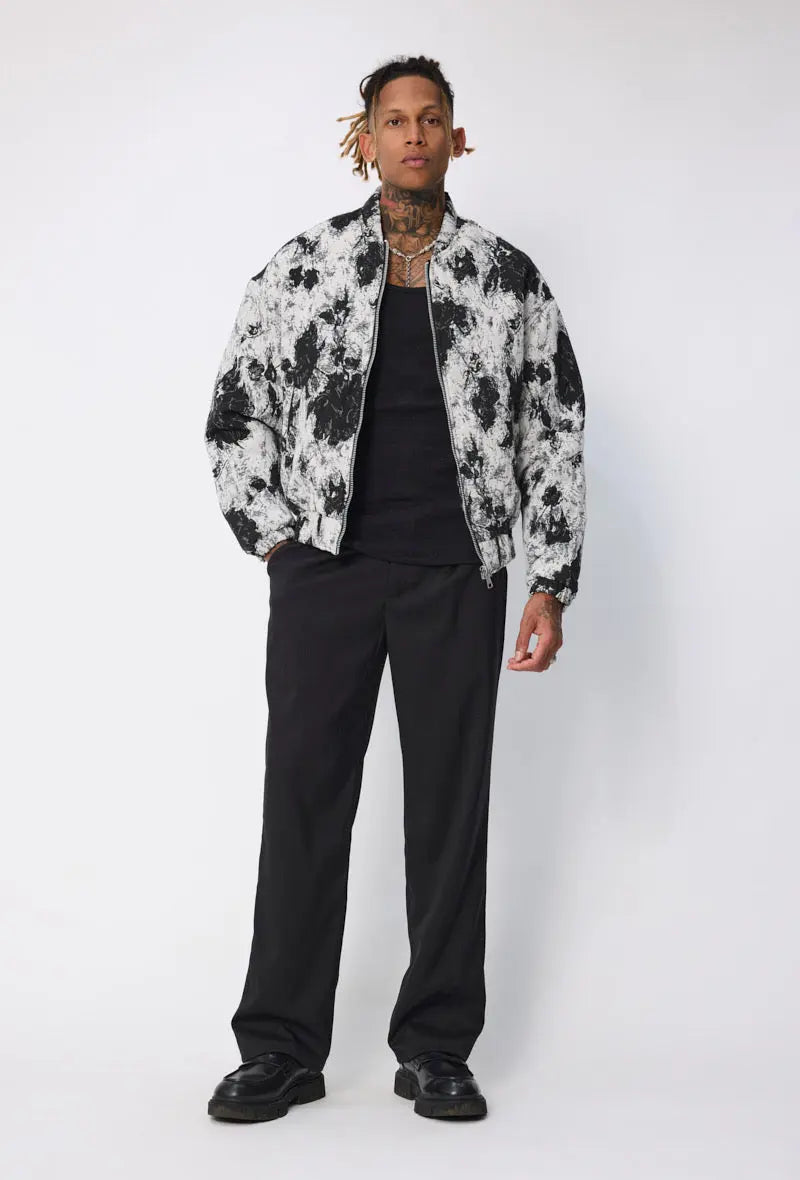 Vestes bomber Homme Blanc Noir Floral bonhomme