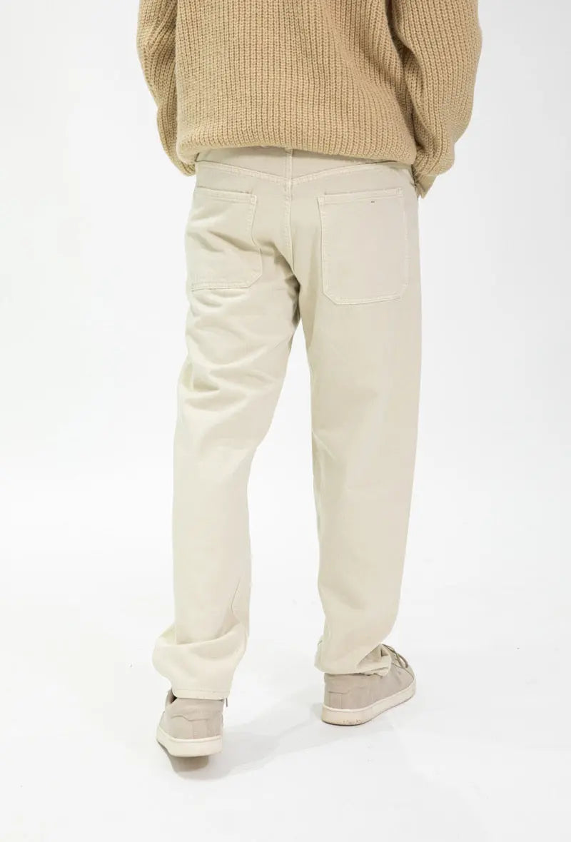Jeans Beige Baggy 5 poches bonhomme
