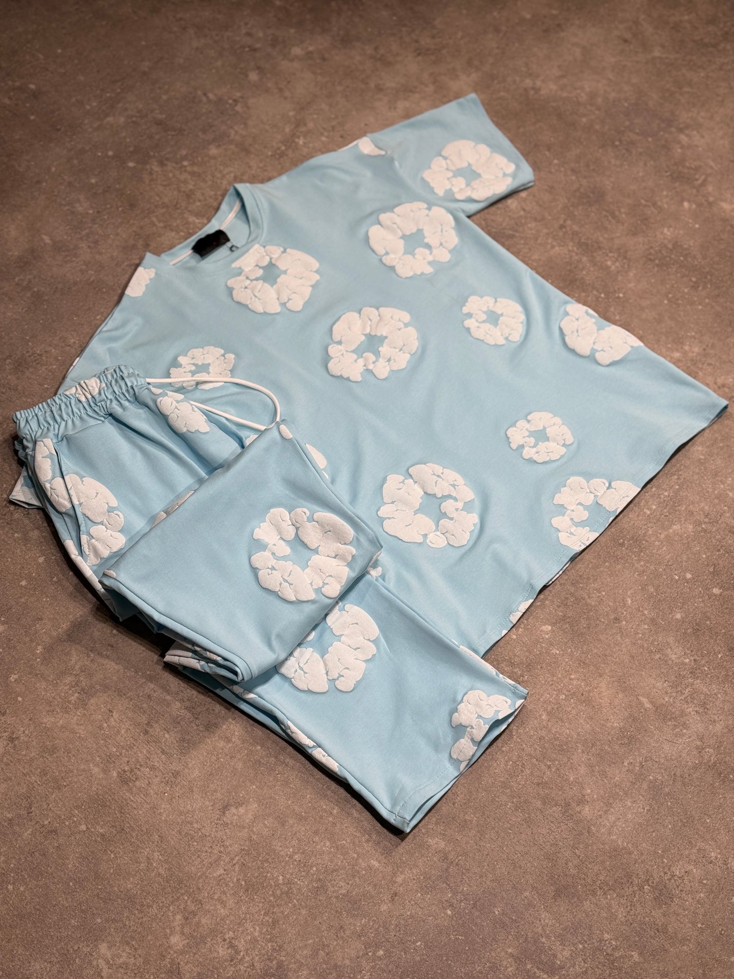 Ensemble Tee-Shirt et Pantalon jogging Fleur Ciel
