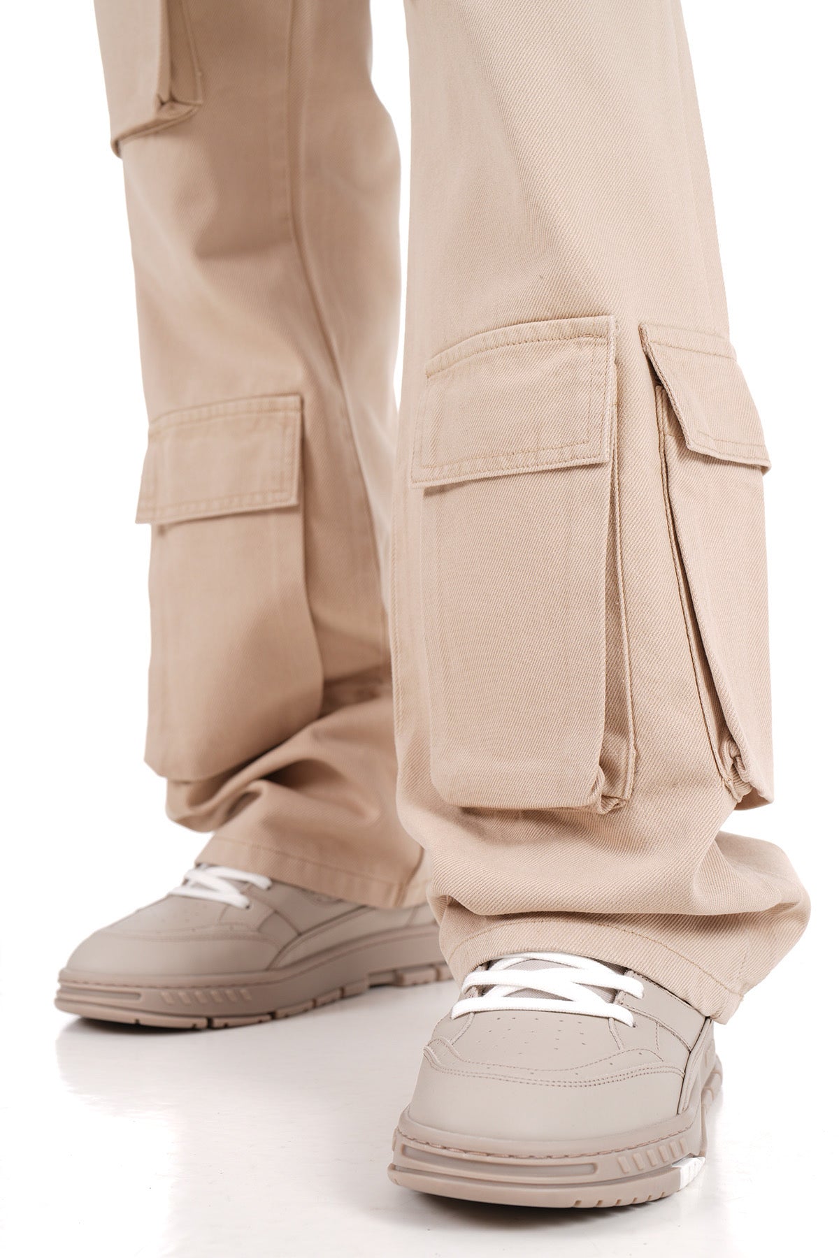 Jeans Beige homme Coupe Large Multipoches