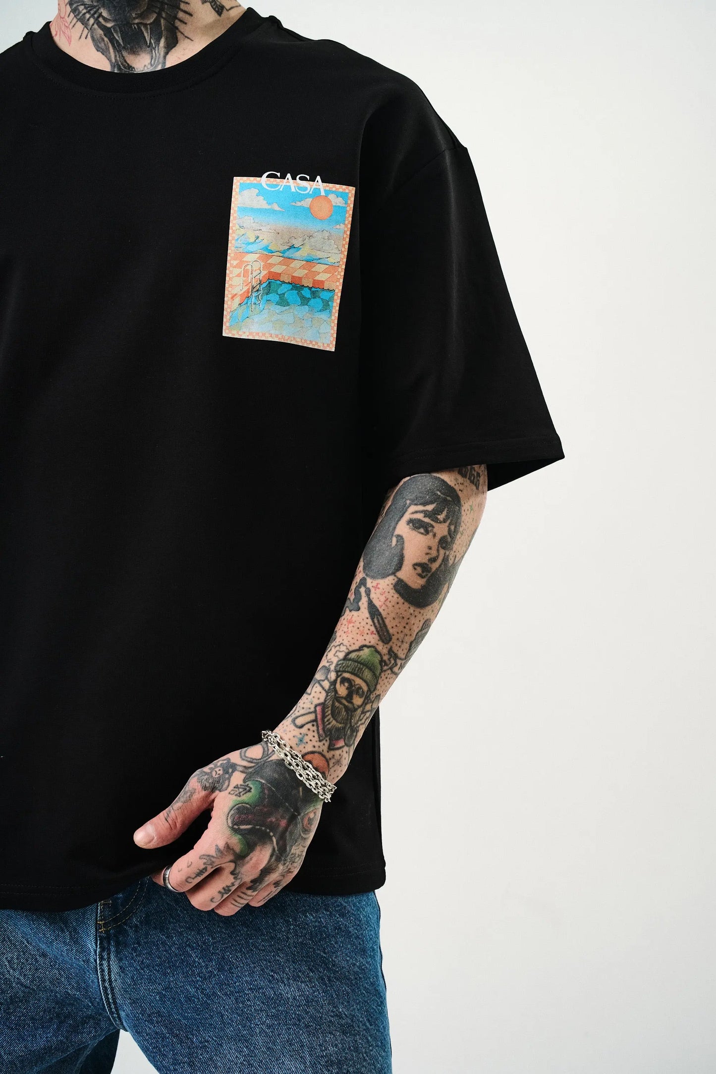 Tee Shirt Casa Piscine Noir bonhomme