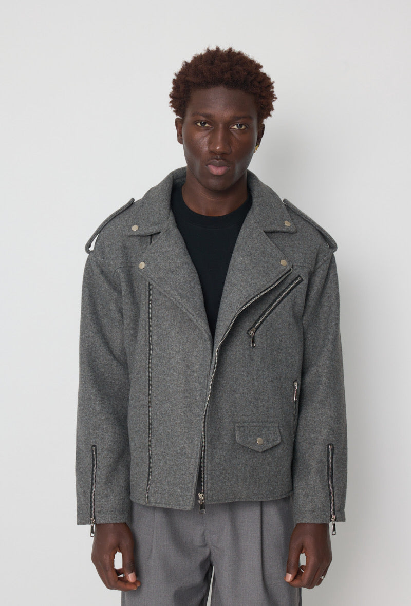Veste style perfecto gris chiné