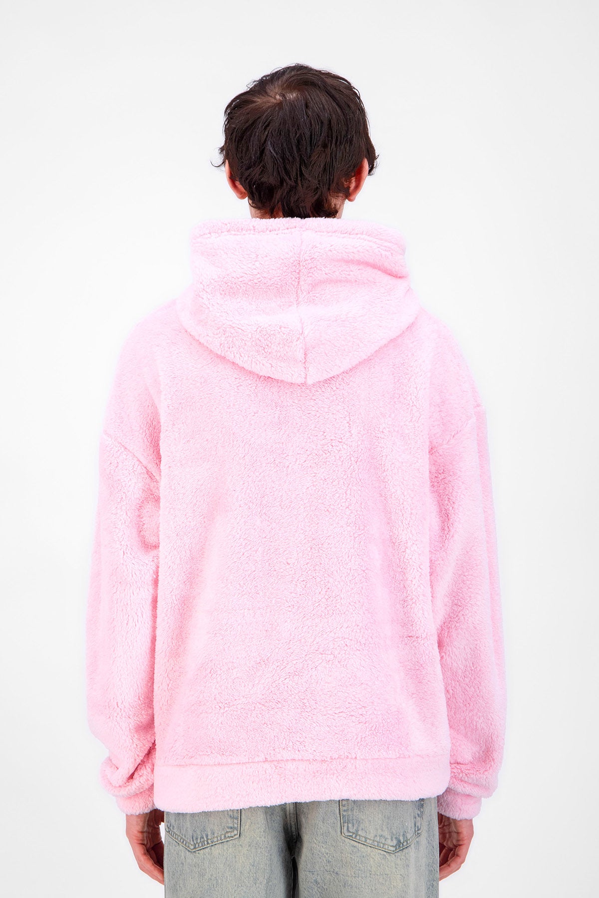 Sweat Moumoute à Capuche Rose Avec Cœur Blanc