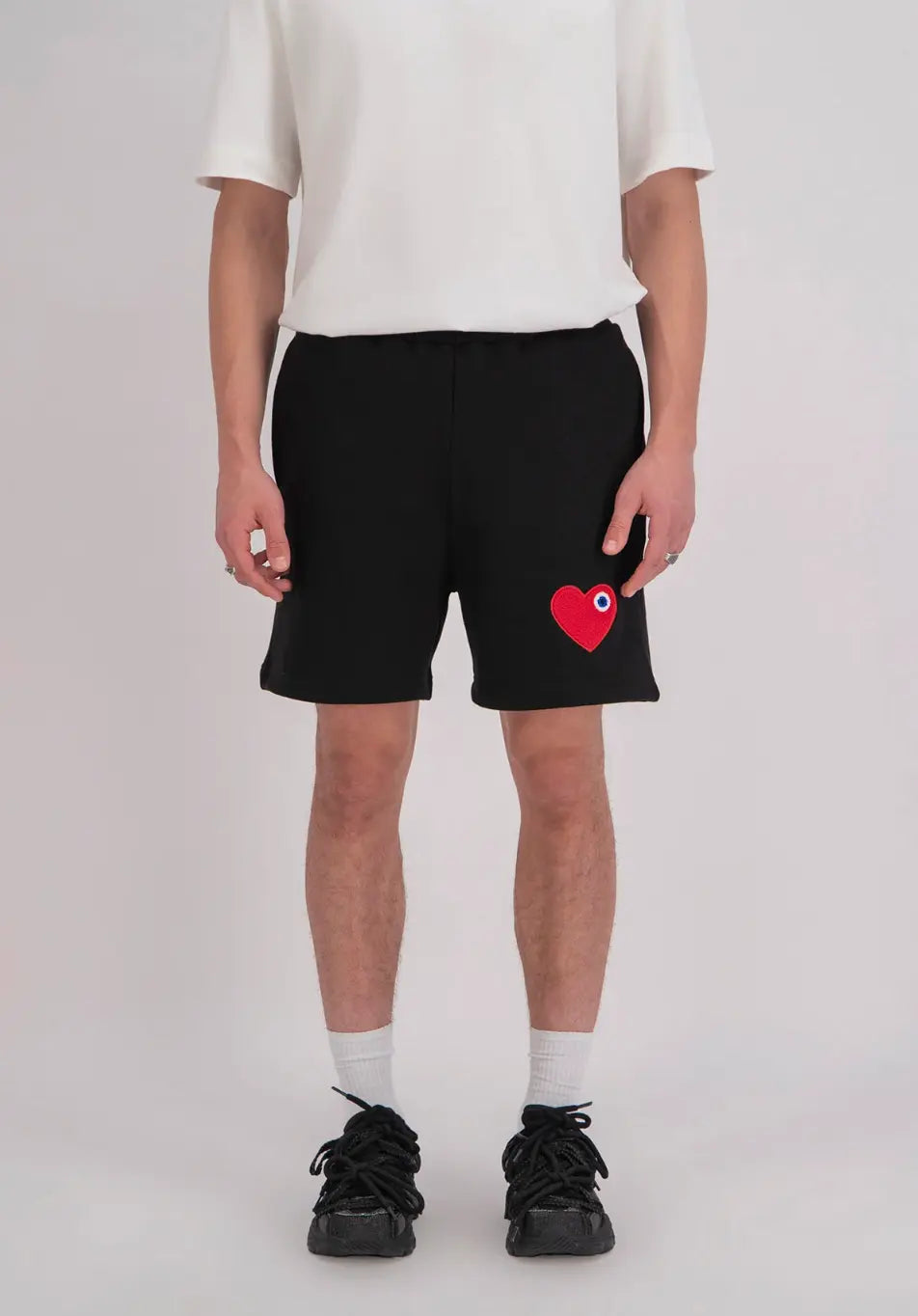 Short Molleton Coeur Noir Rouge bonhomme