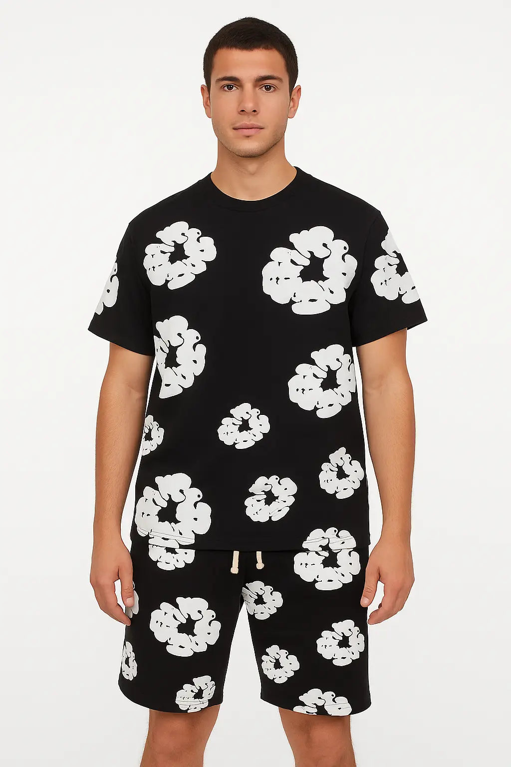 Ensemble Fleur Tee shirt et short Noir blanc je - bonhomme