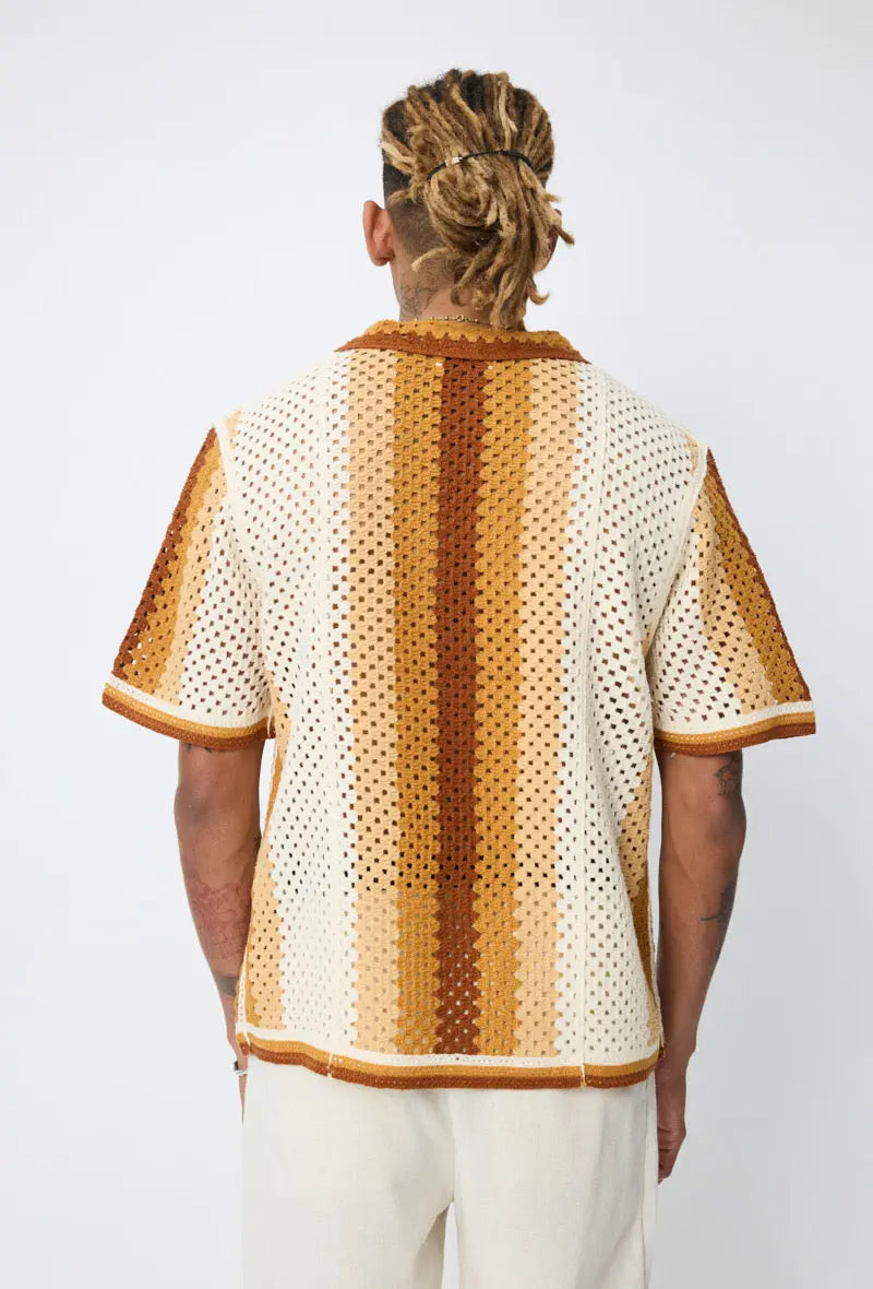 Chemise crochet Beige Camel bonhomme