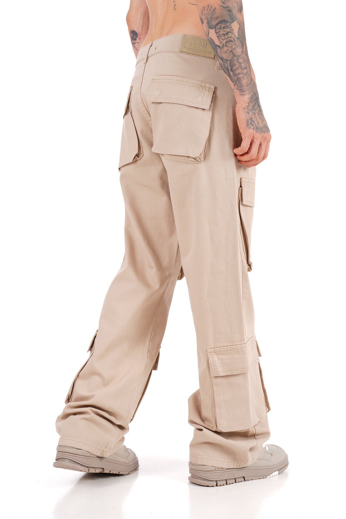 Jeans Beige homme Coupe Large Multipoches