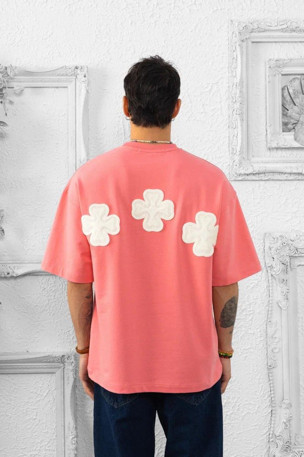 T-shirt Corail Oversize avec motif floral en couture tricoté