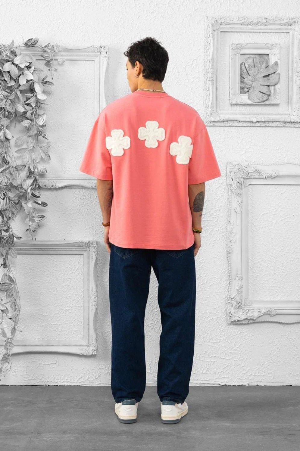 T-shirt Corail Oversize avec motif floral en couture tricoté