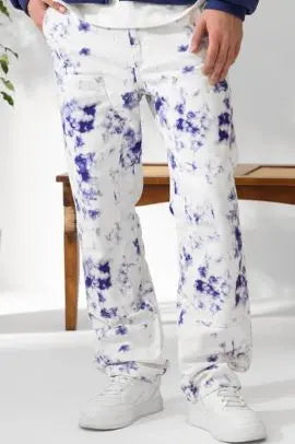 jeans blanc coupe carpenter tye and dye homme bonhomme