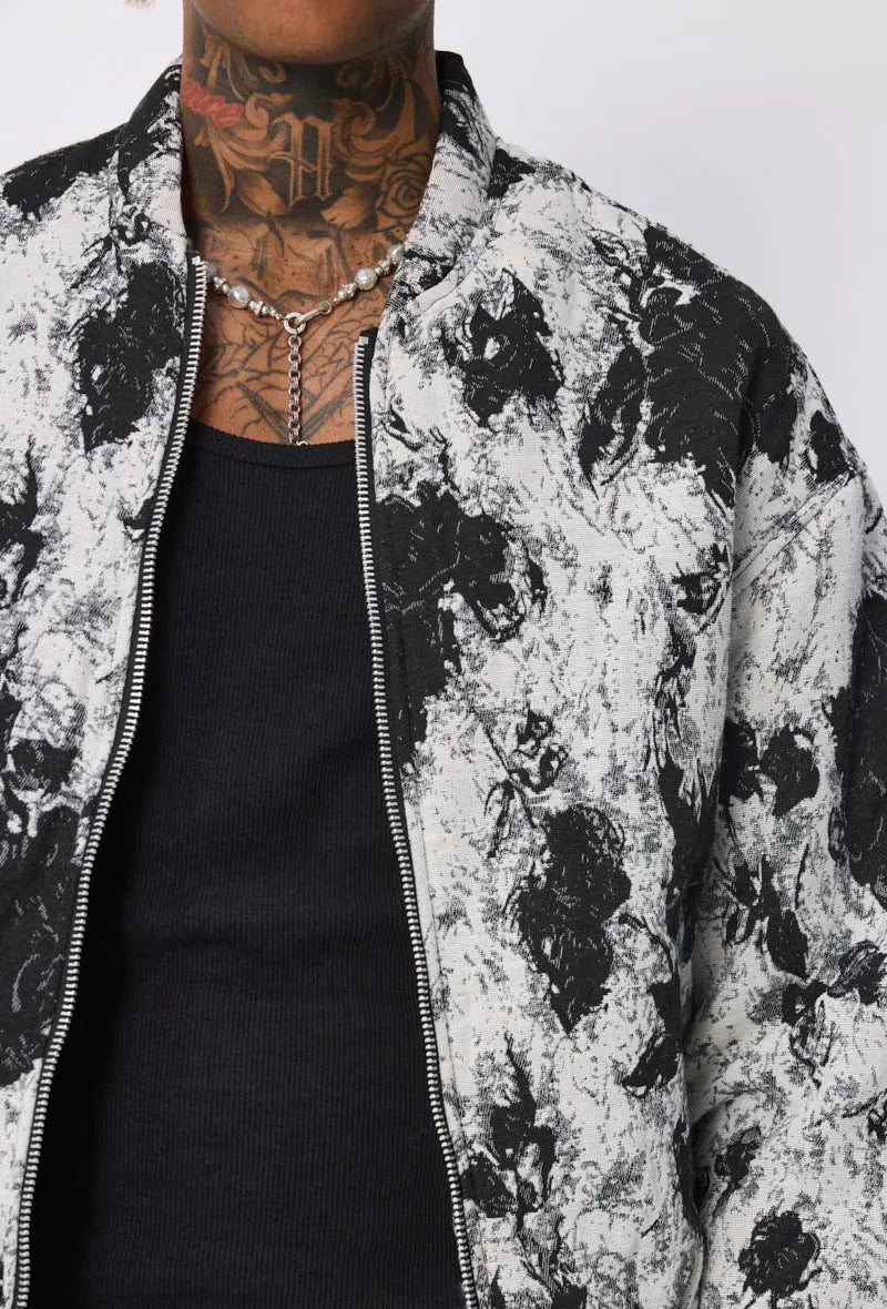 Vestes bomber Homme Blanc Noir Floral bonhomme