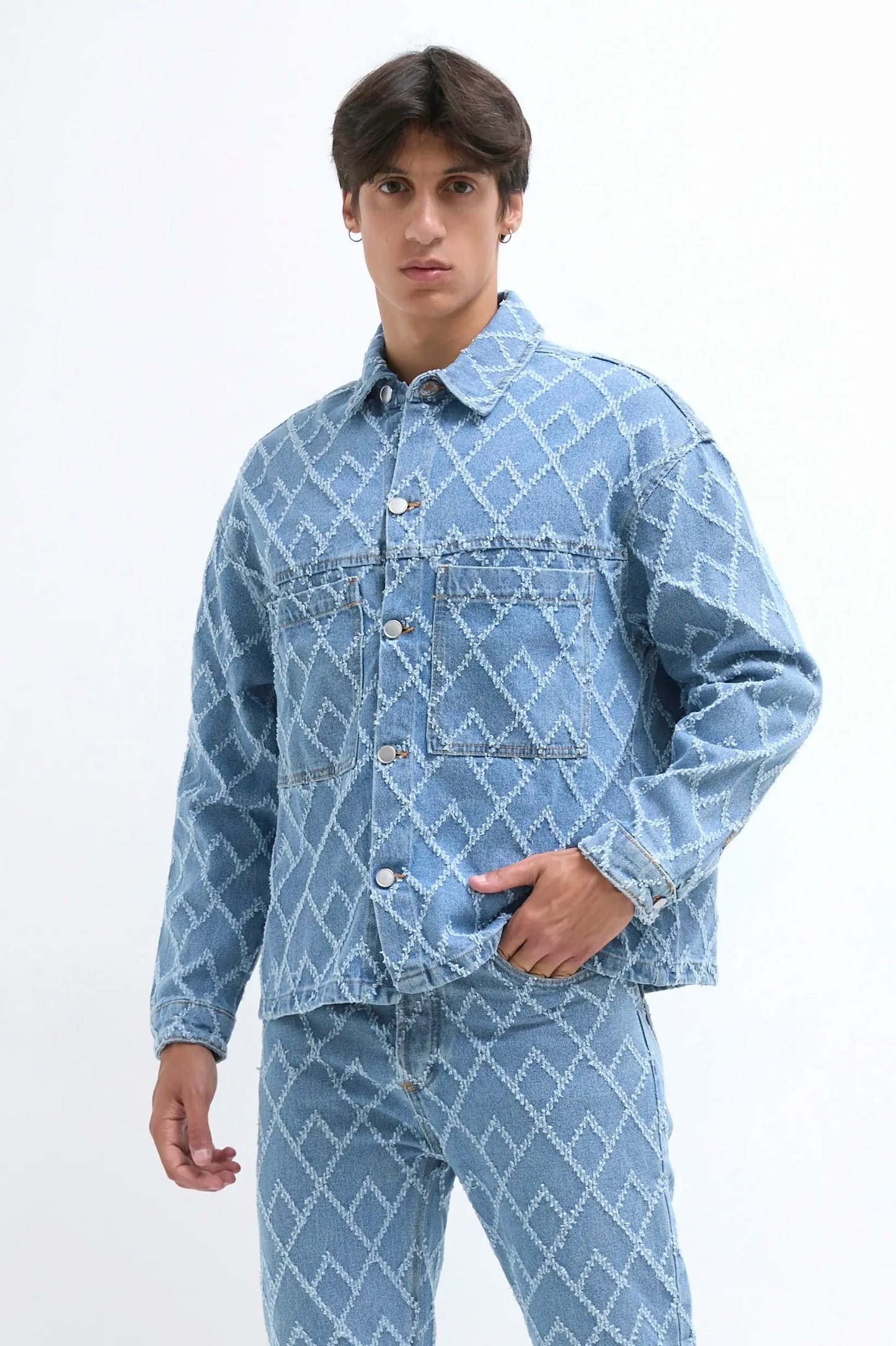 veste en jeans homme logo losange bonhomme