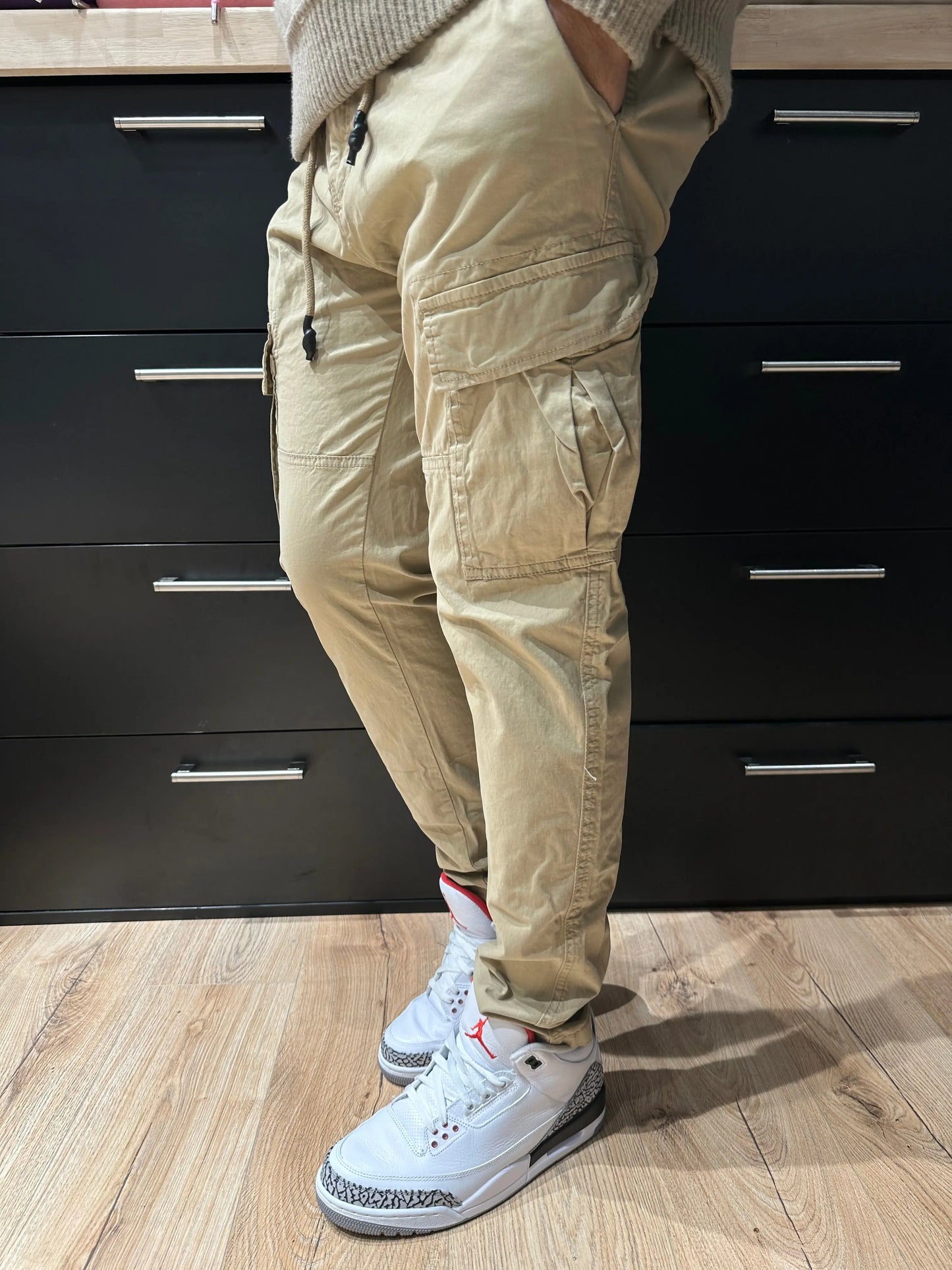 Pantalon Cargo Beige Coupe Slim bonhomme