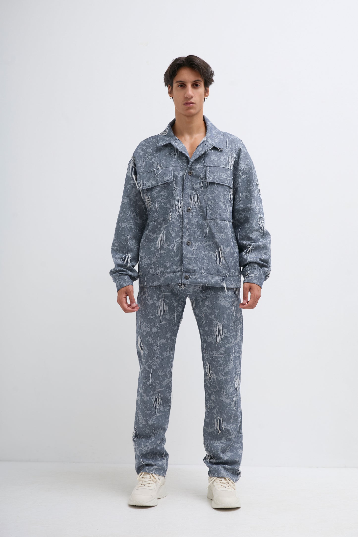 L'ensemble en jeans pour homme, veste et jeans denim bleu