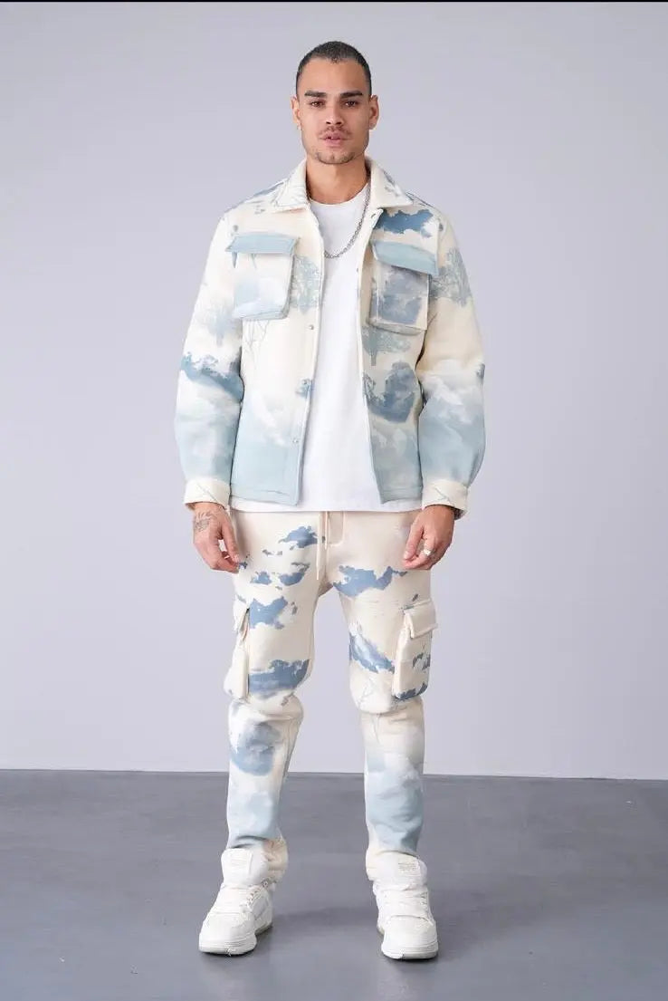 Ensemble Jogging Nuage Pantalon Cargo Blanc Ciel bonhomme