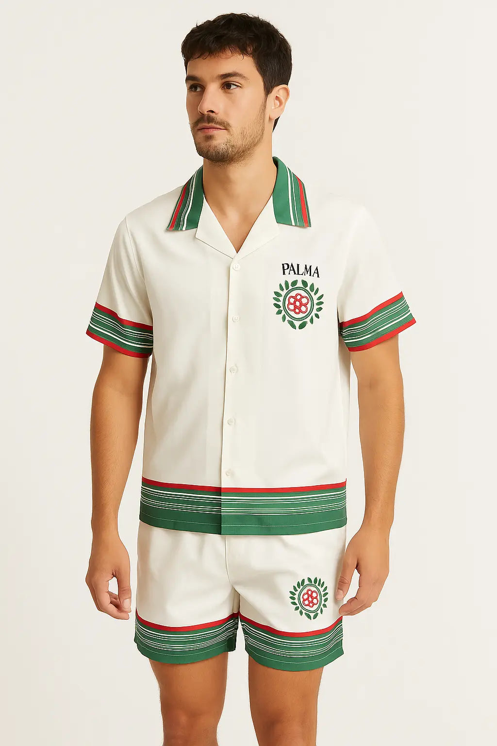 Ensemble Chemise et Short Palma Blanc Vert bonhomme
