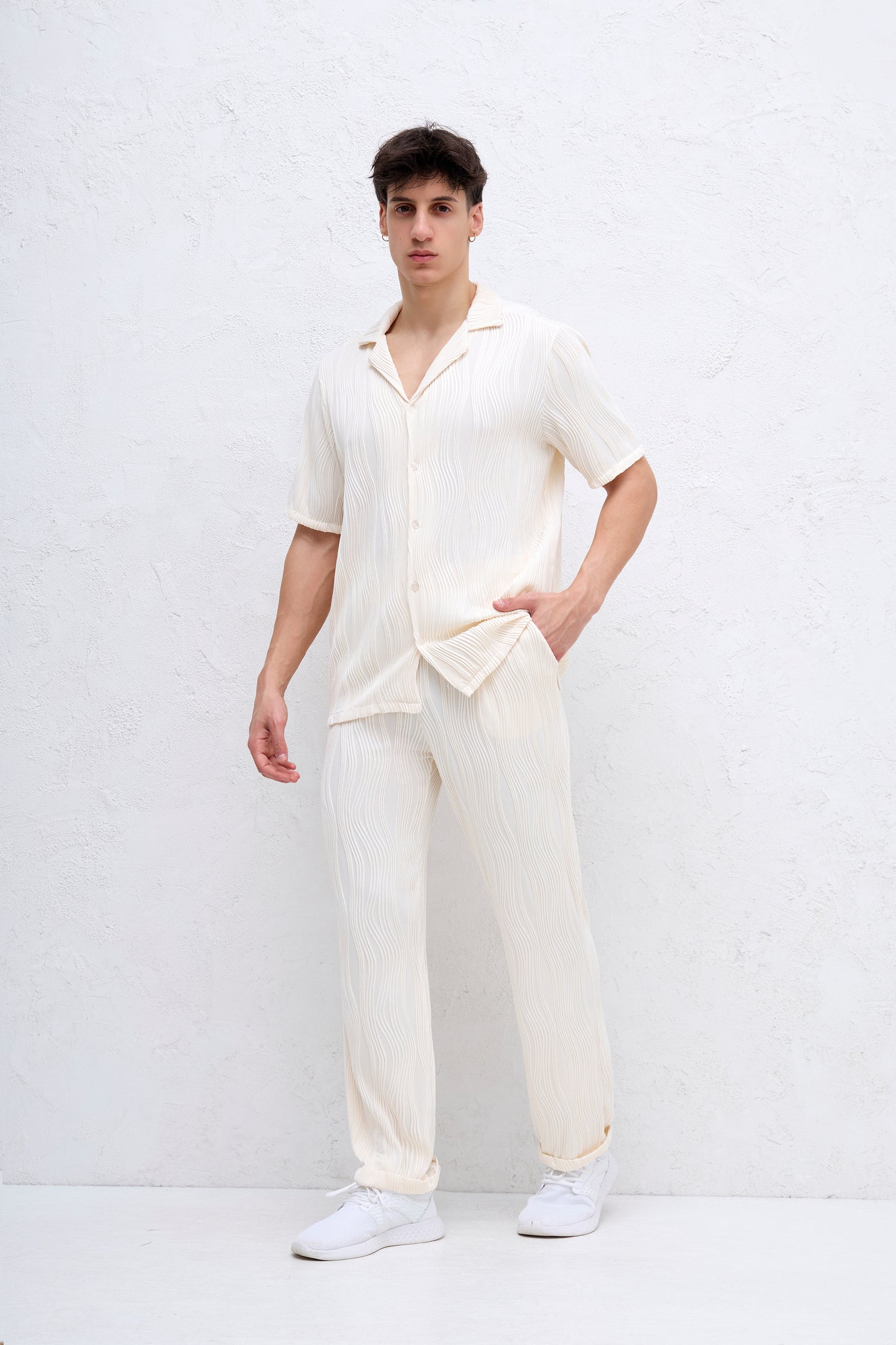 Ensemble Beige ondulé Chemise et Pantalon