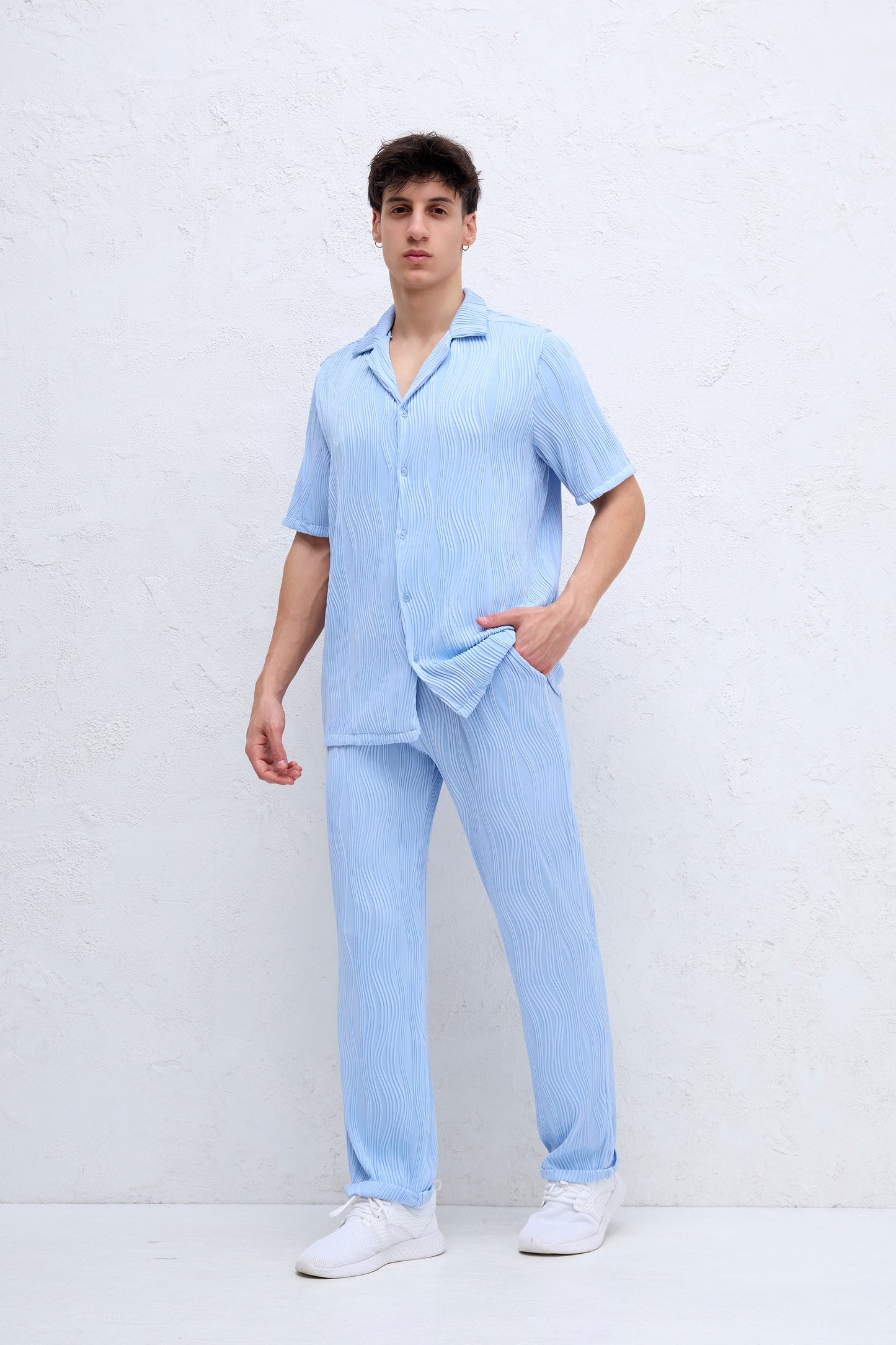 Ensemble Ciel ondulé Chemise et Pantalon Ciel